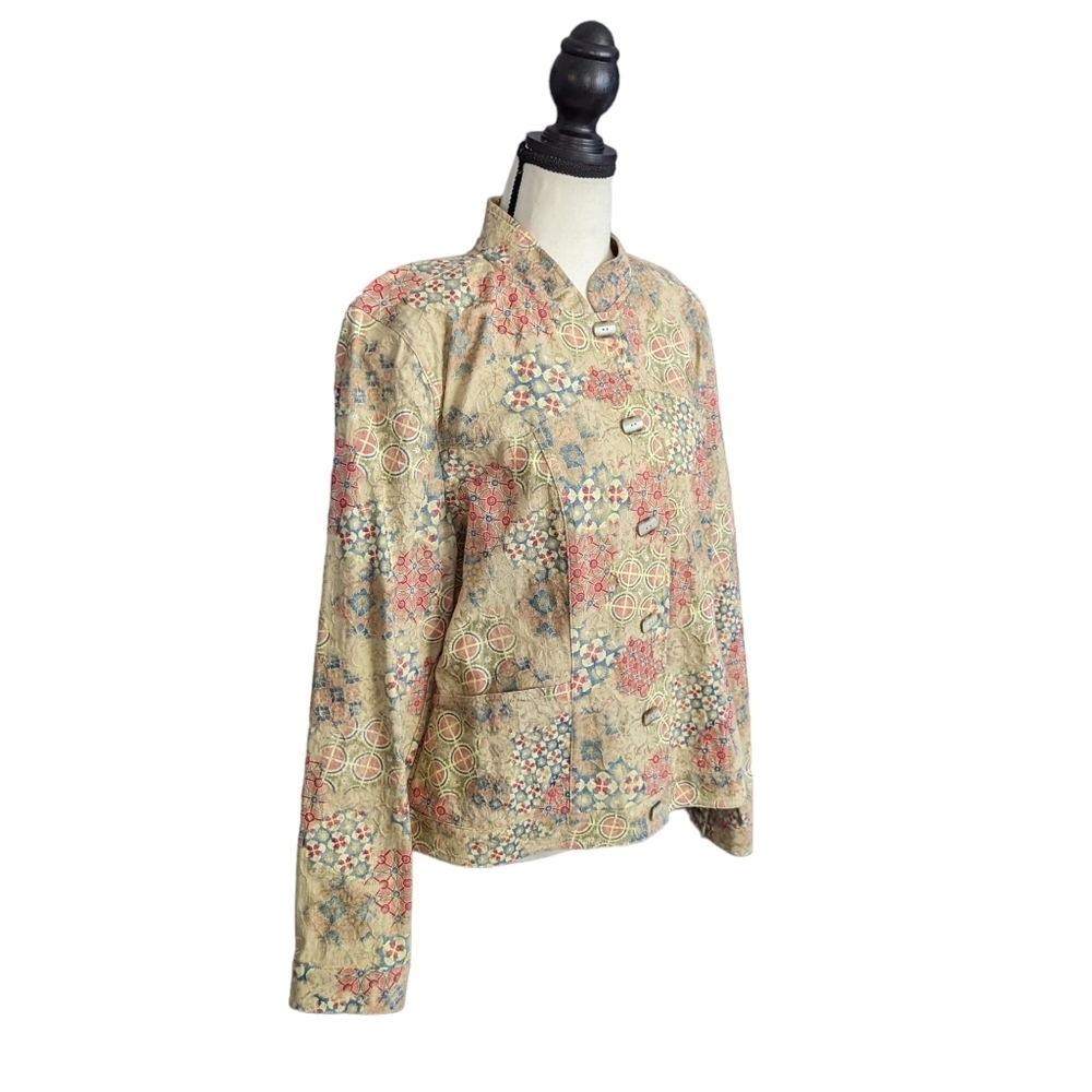 Christopher & Banks Stretch Cotton Multi Pattern Button Up Jacket Size L